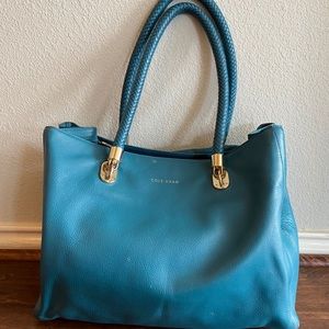 Cole Haan turquoise genuine leather tote